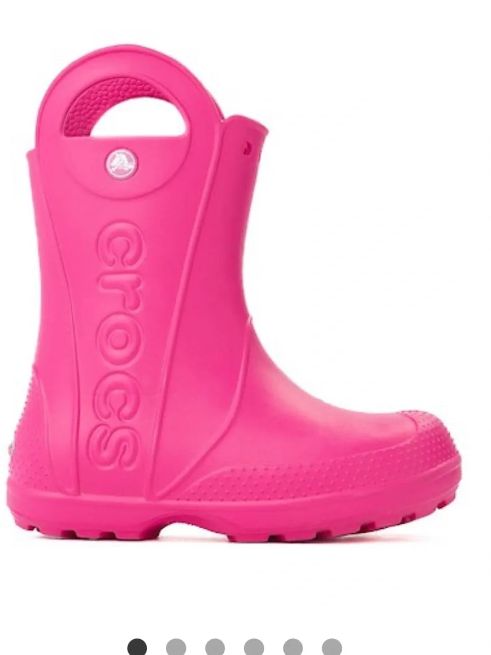 CROCS Kids Waterproof Pull-On Rain Boot in Bright Candy Pink